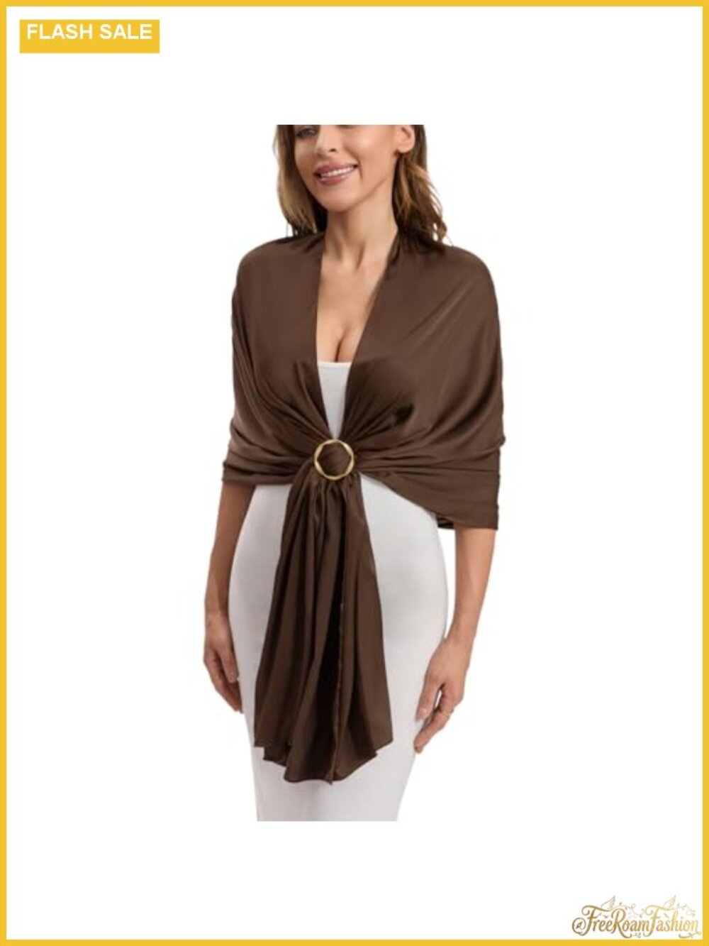 Satin Shawl Wrap with Buckle for Evening Dresses Wedding Formal Cover Up